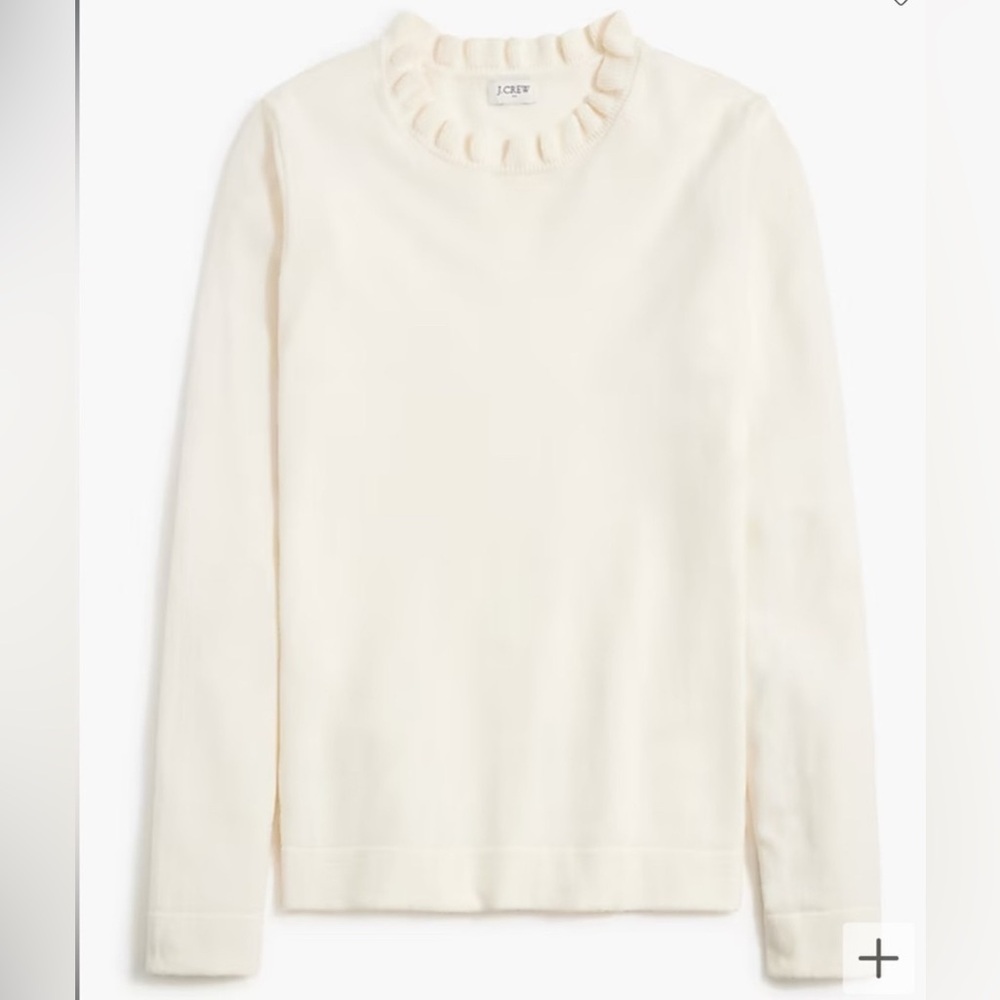 J.Crew Factory Cream Long Sleeve Ruffleneck Sweater